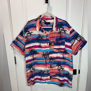 Margaritaville short sleeve hawaiian shirt Mens XXL Burn Coral Palm Trees